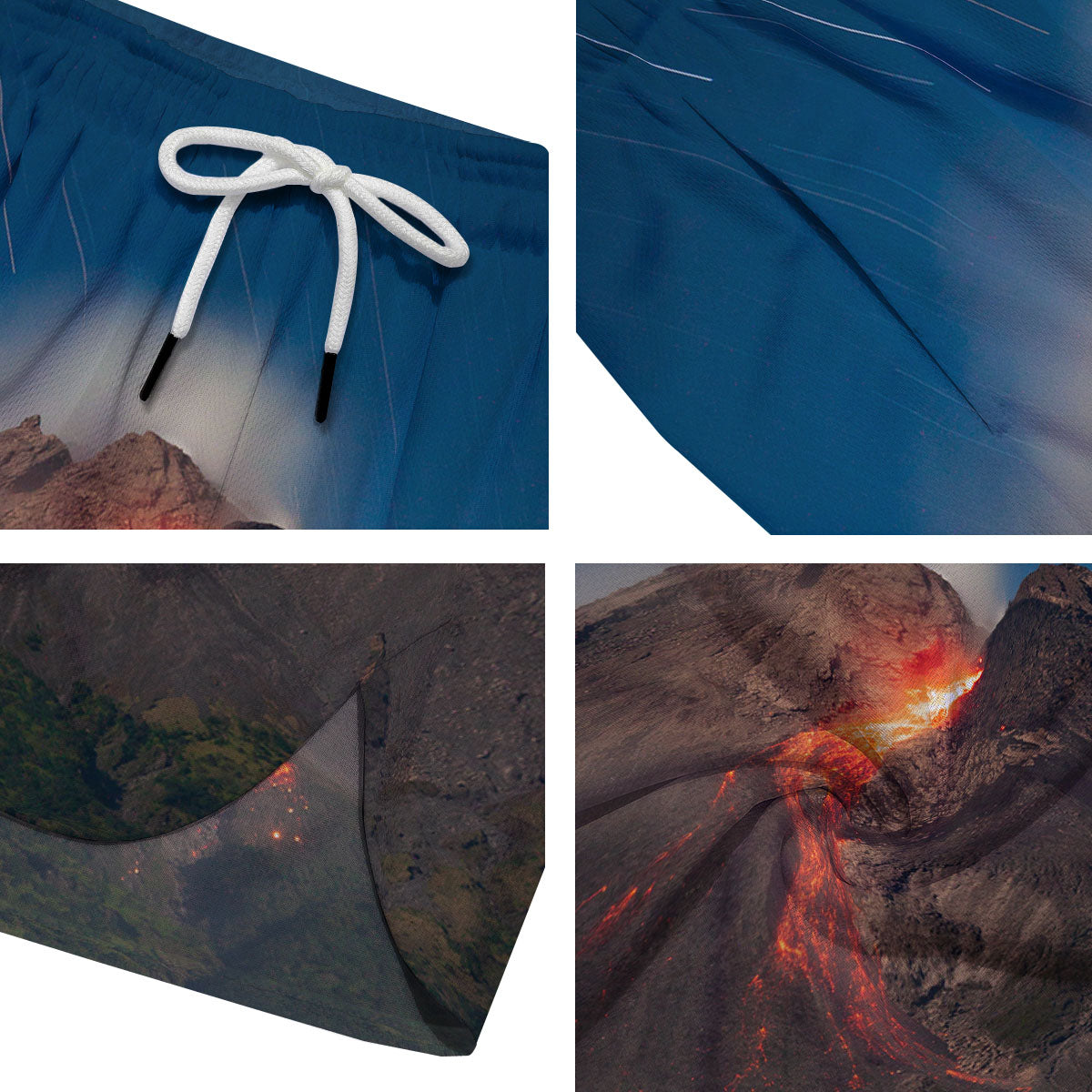 Mountain Volcanic Print Men's Running Shorts-grizzshop