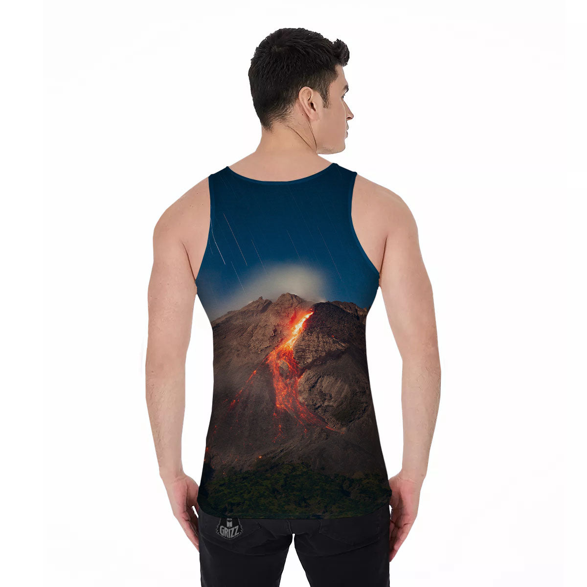 Mountain Volcanic Print Men's Tank Top-grizzshop