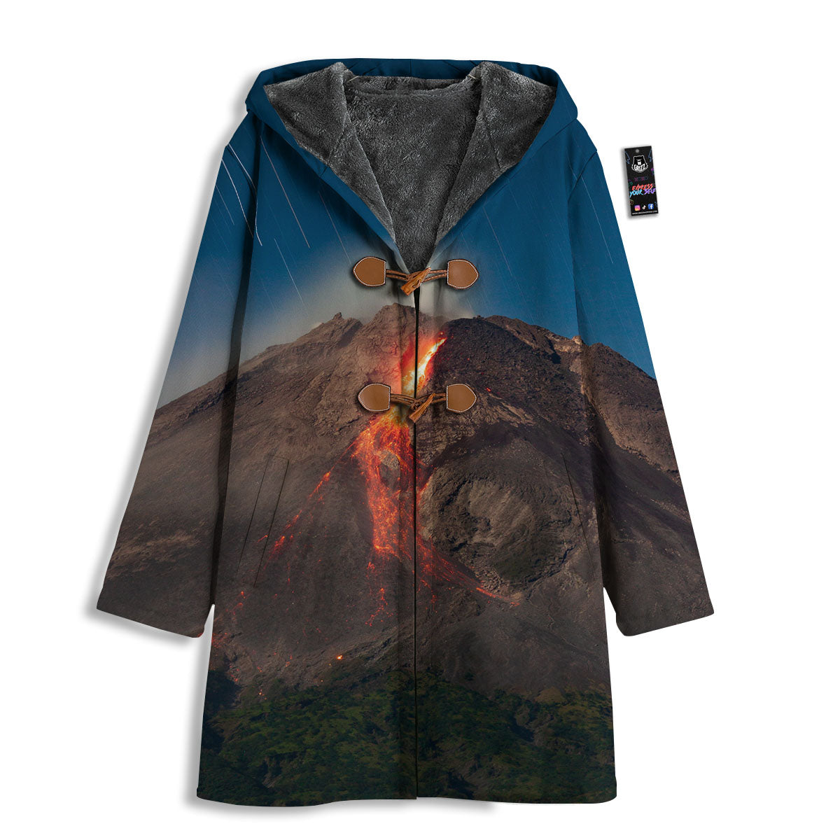 Mountain Volcanic Print Men's Windbreaker Jacket-grizzshop