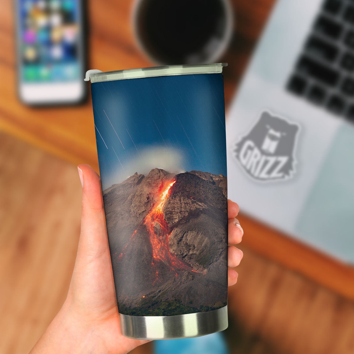 Mountain Volcanic Print Tumbler-grizzshop