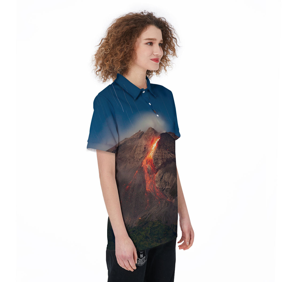 Mountain Volcanic Print Women's Golf Shirts-grizzshop