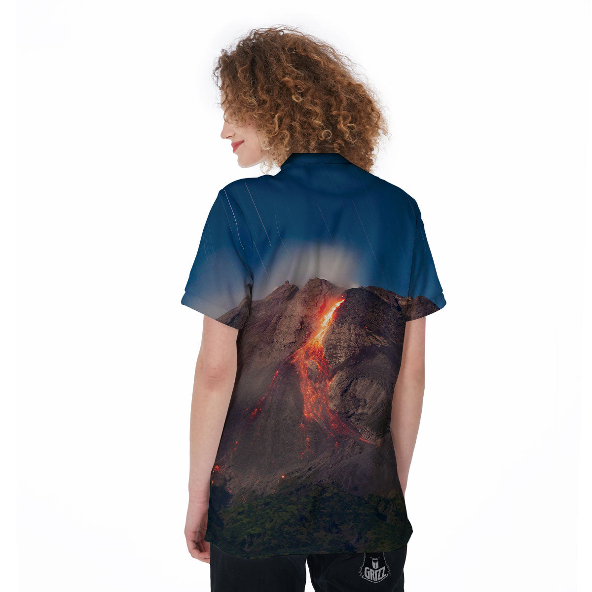 Mountain Volcanic Print Women's Golf Shirts-grizzshop