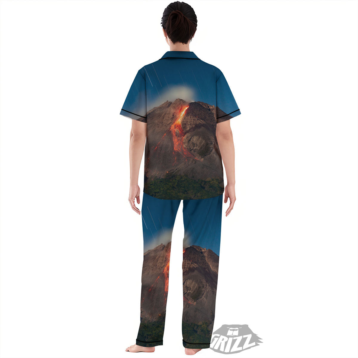 Mountain Volcanic Print Women's Pajamas Set-grizzshop