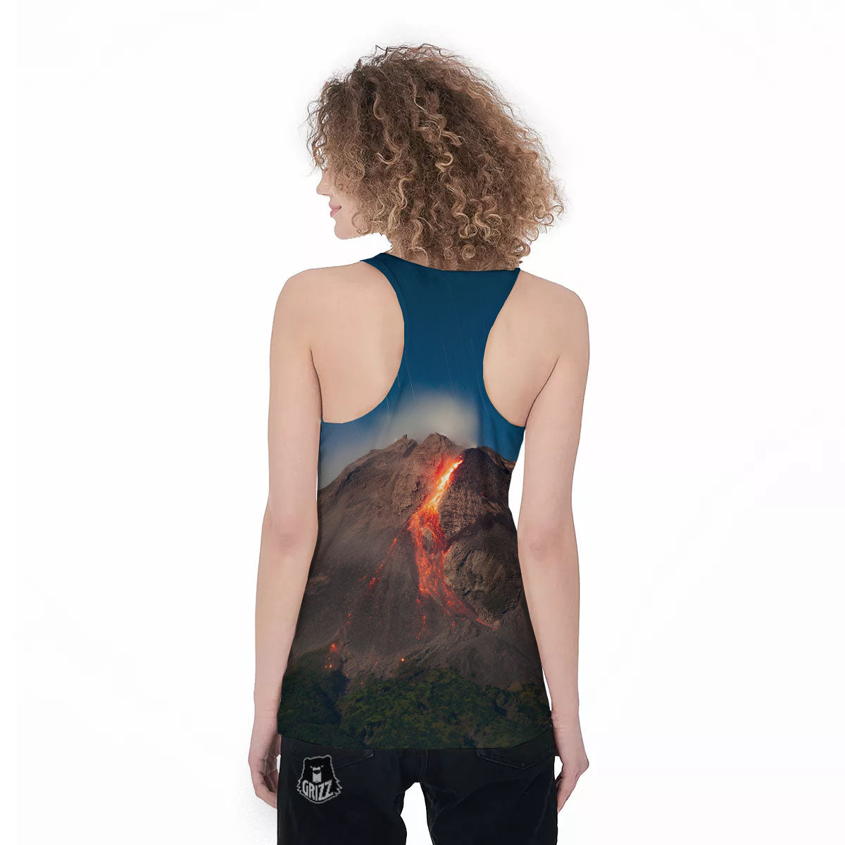 Mountain Volcanic Print Women's Racerback Tank Top-grizzshop