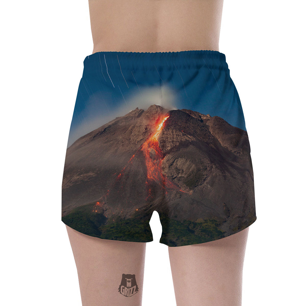 Mountain Volcanic Print Women's Shorts-grizzshop