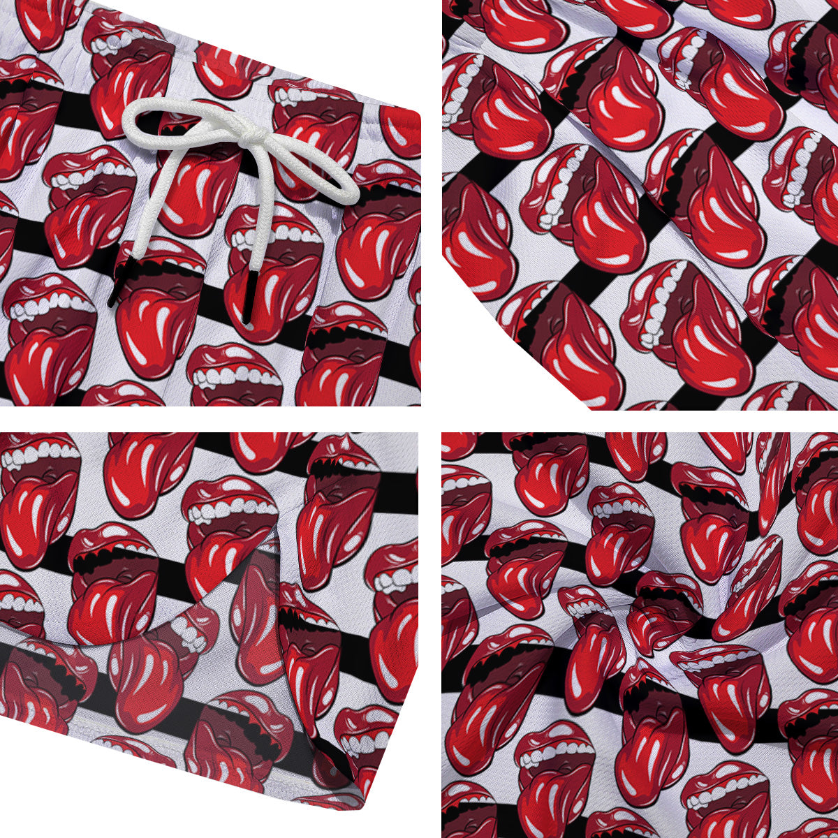 Mouth And Tongue Stripe Print Pattern Men's Running Shorts-grizzshop