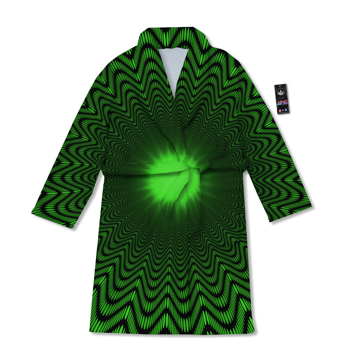 Moving Illusion Optical Green Dizzy Bathrobe-grizzshop