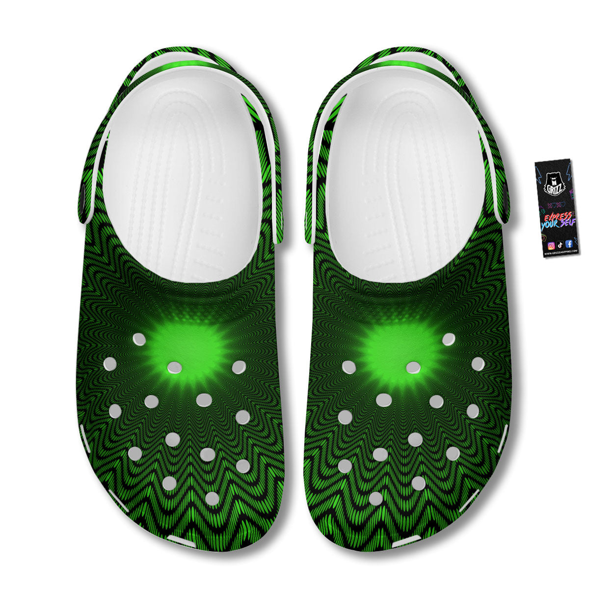 Moving Illusion Optical Green Dizzy Clog-grizzshop