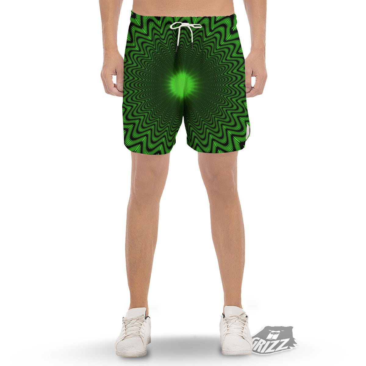 Moving Illusion Optical Green Dizzy Men's Gym Shorts-grizzshop