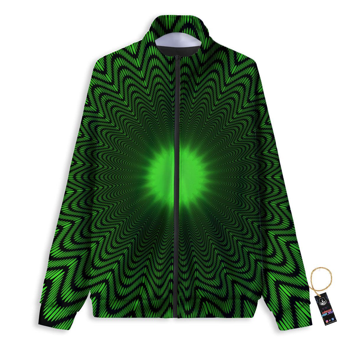 Moving Illusion Optical Green Dizzy Track Jacket-grizzshop