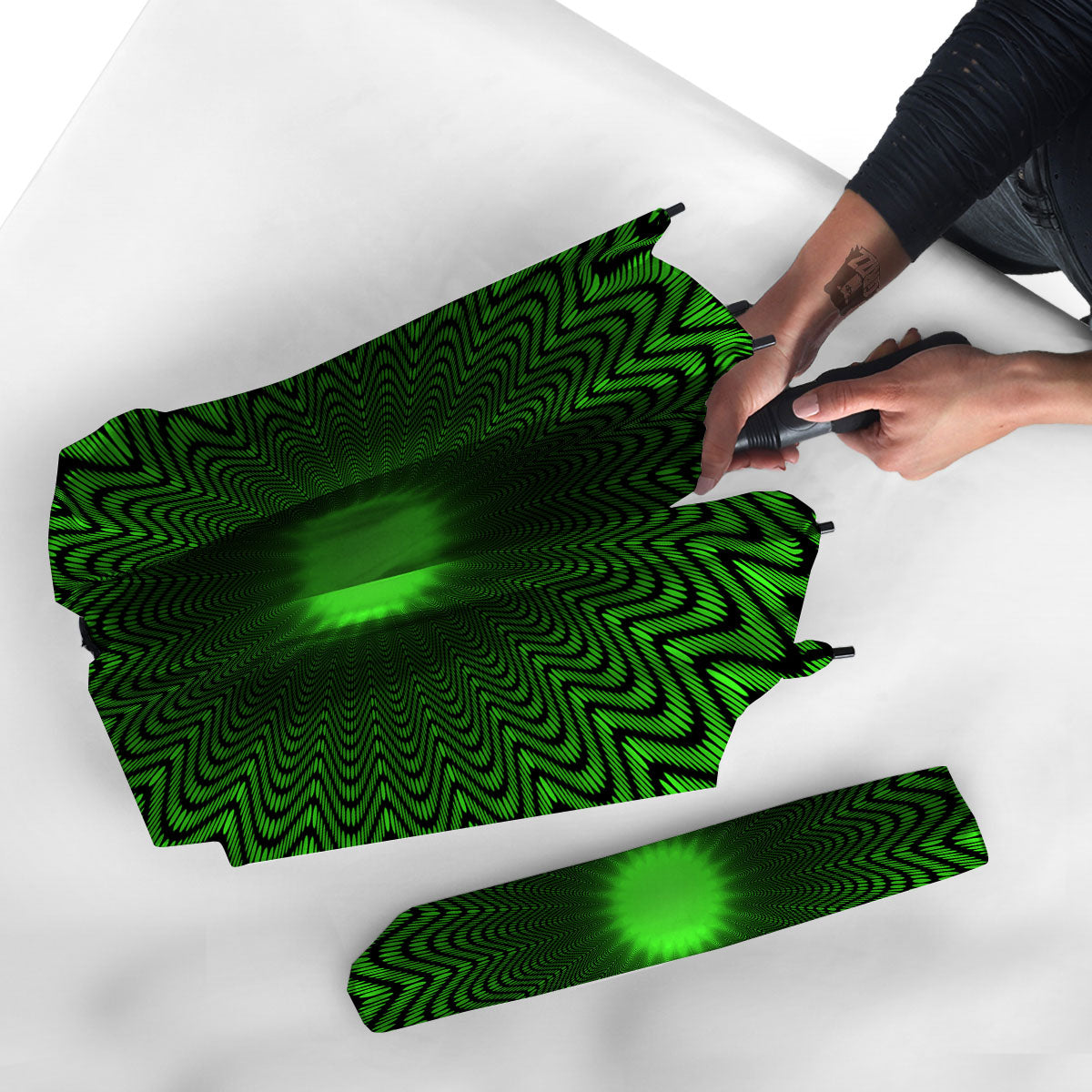 Moving Illusion Optical Green Dizzy Umbrella-grizzshop