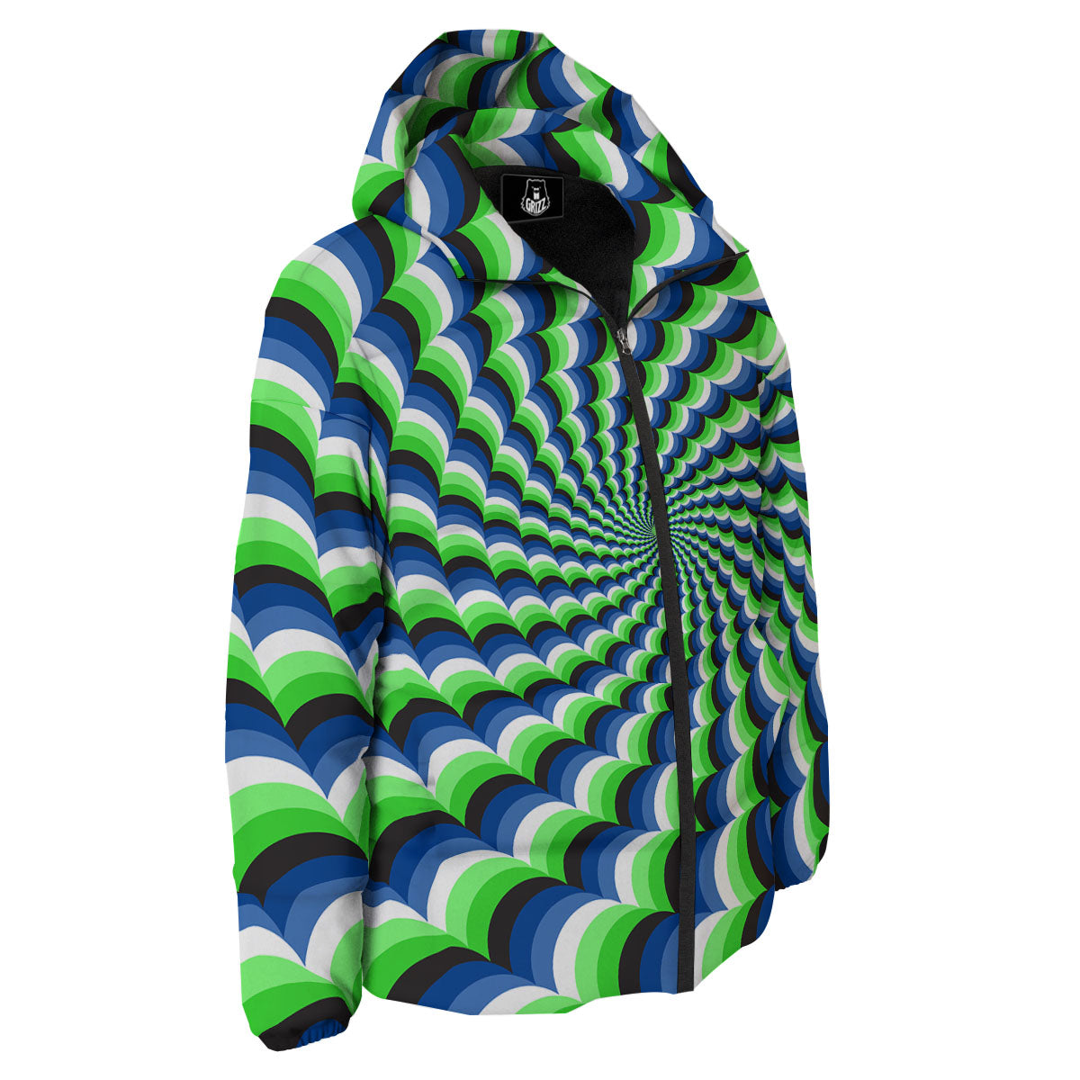 Moving Illusion Optical Green Down Jacket-grizzshop