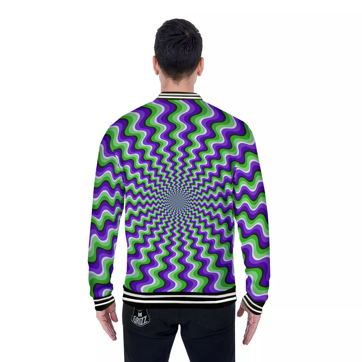 Moving Illusion Optical Green Explosion Baseball Jacket-grizzshop