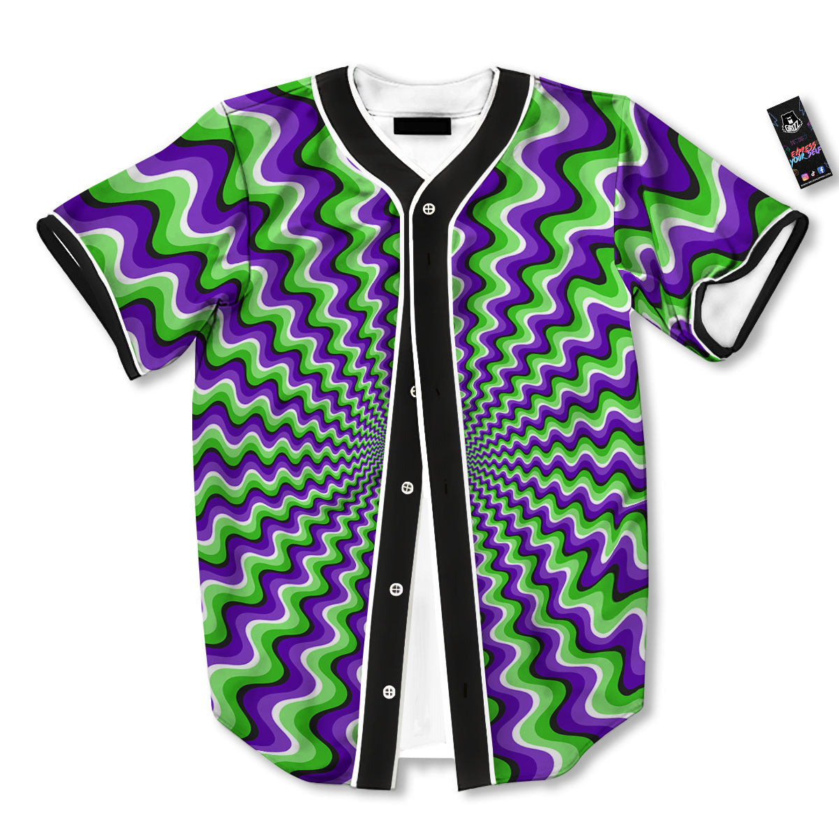 Moving Illusion Optical Green Explosion Baseball Jersey-grizzshop