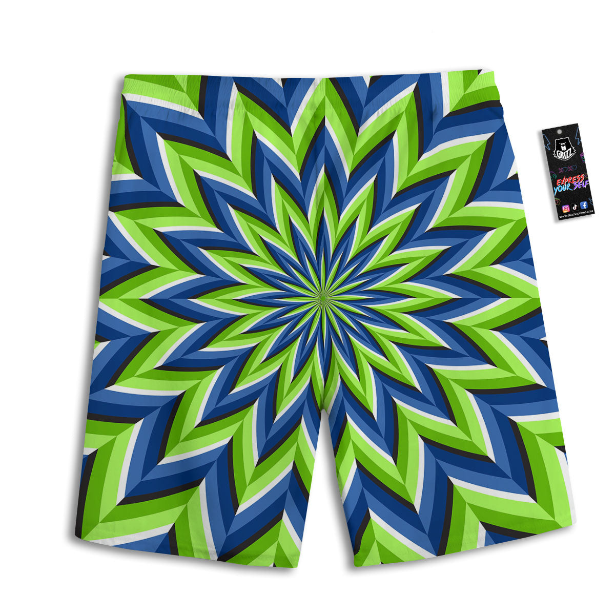 Moving Illusion Optical Green Flower Men's Athletic Shorts-grizzshop