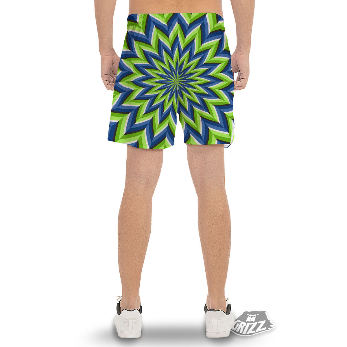 Moving Illusion Optical Green Flower Men's Gym Shorts-grizzshop