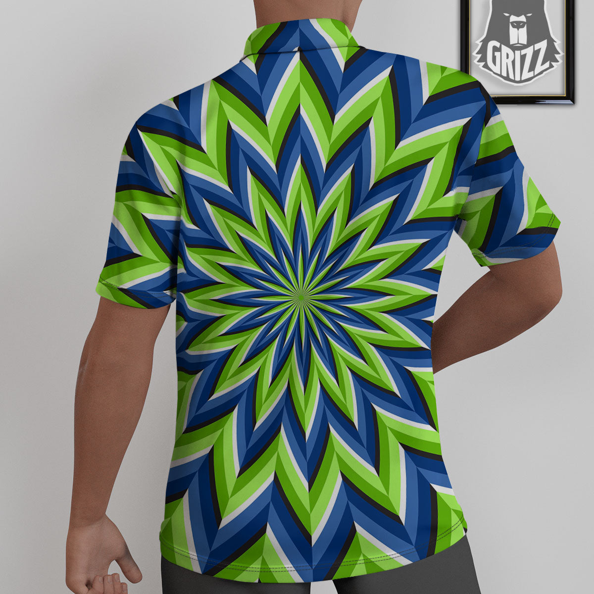 Moving Illusion Optical Green Flower Untucked Shirts-grizzshop
