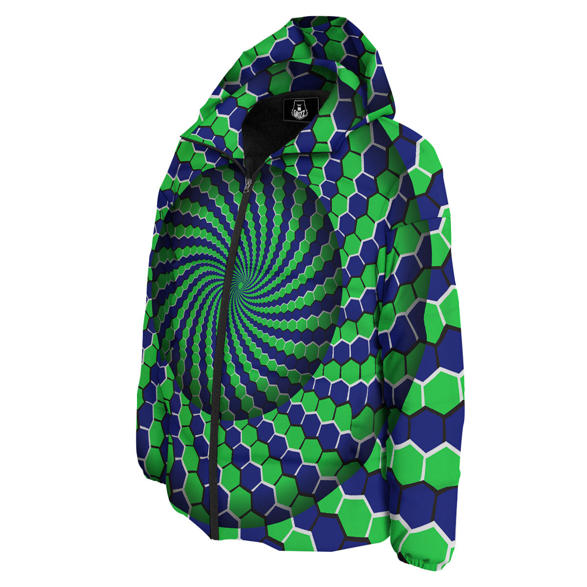 Moving Illusion Optical Green Hive Down Jacket-grizzshop