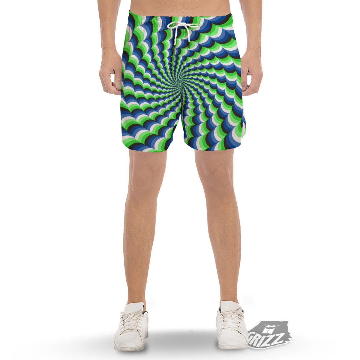 Moving Illusion Optical Green Men's Gym Shorts-grizzshop