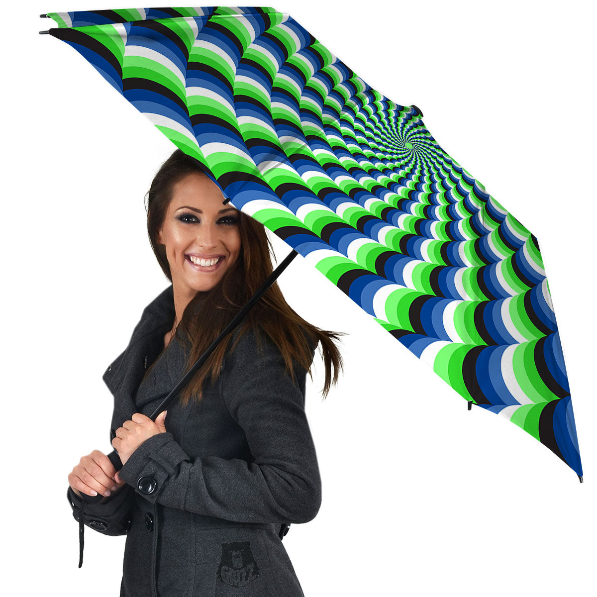Moving Illusion Optical Green Umbrella-grizzshop