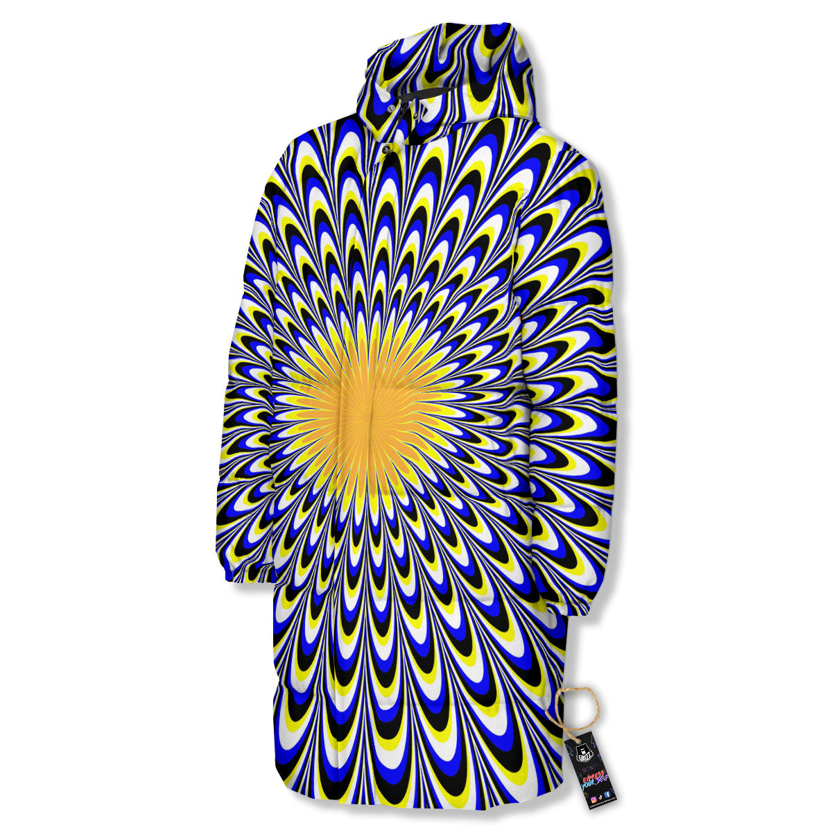 Moving Optical Blue Splashing Illusion Long Down Jacket-grizzshop