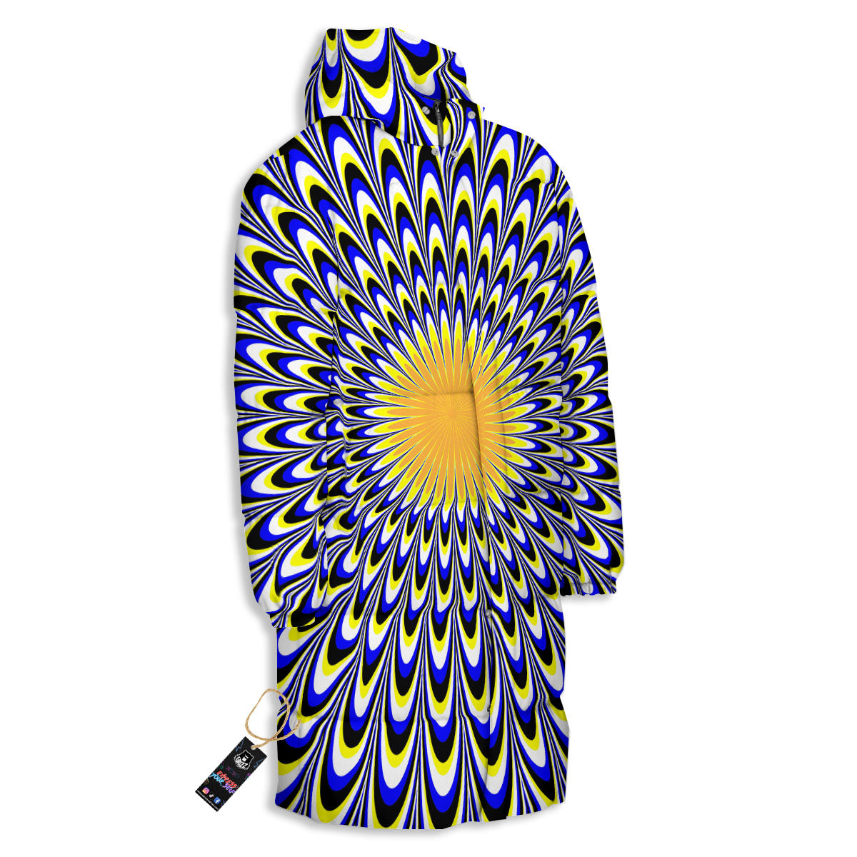 Moving Optical Blue Splashing Illusion Long Down Jacket-grizzshop