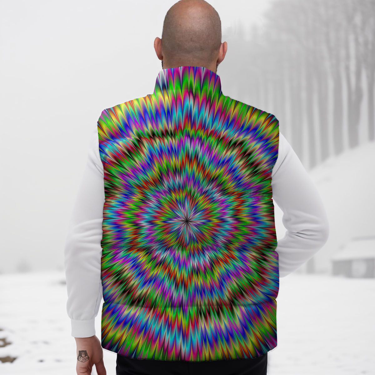 Moving Optical Illusion Abstract Dizzy Down Vest-grizzshop