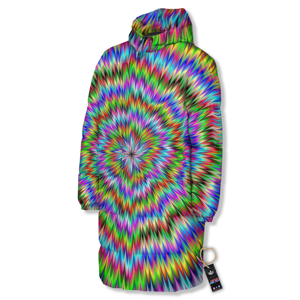 Moving Optical Illusion Abstract Dizzy Long Down Jacket-grizzshop