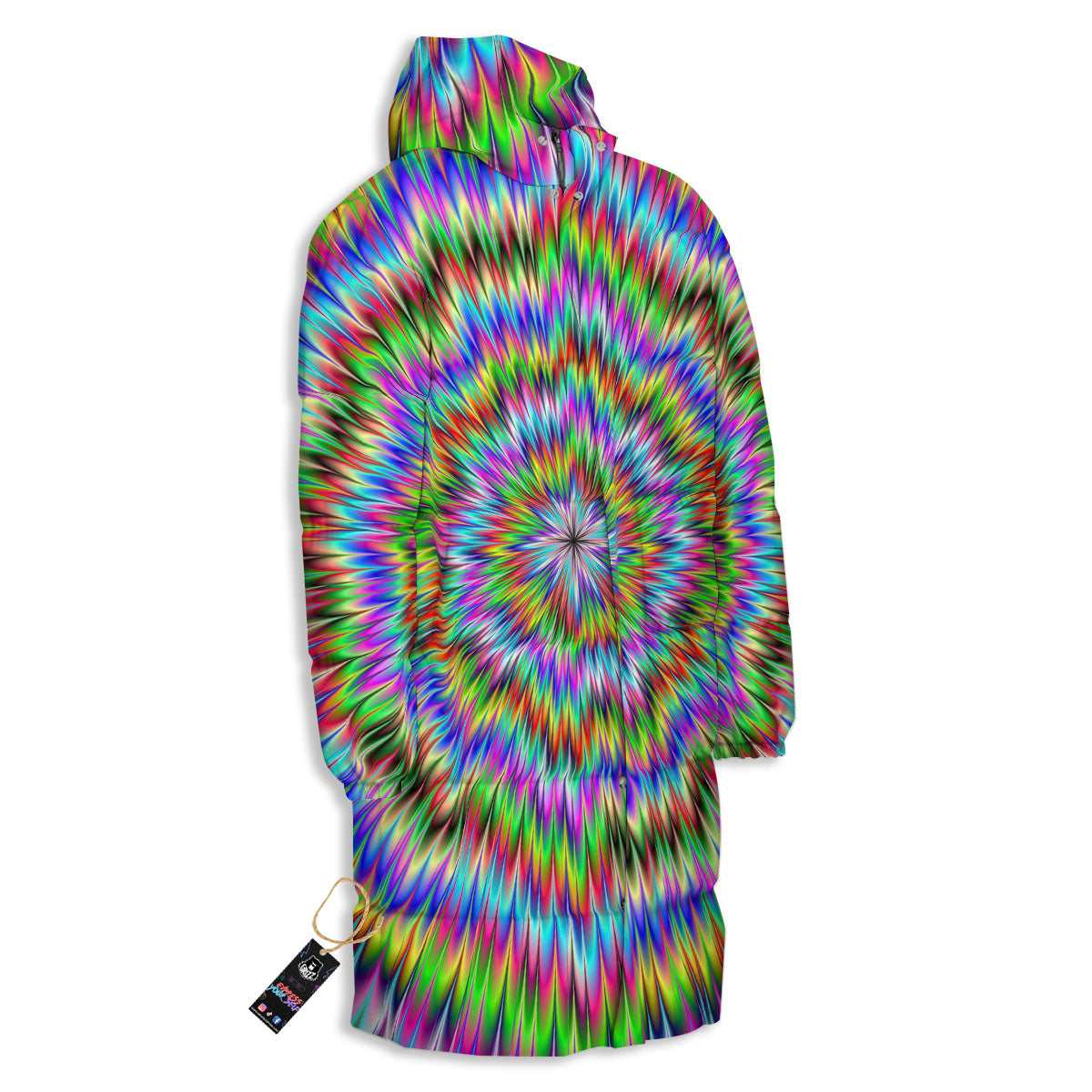 Moving Optical Illusion Abstract Dizzy Long Down Jacket-grizzshop