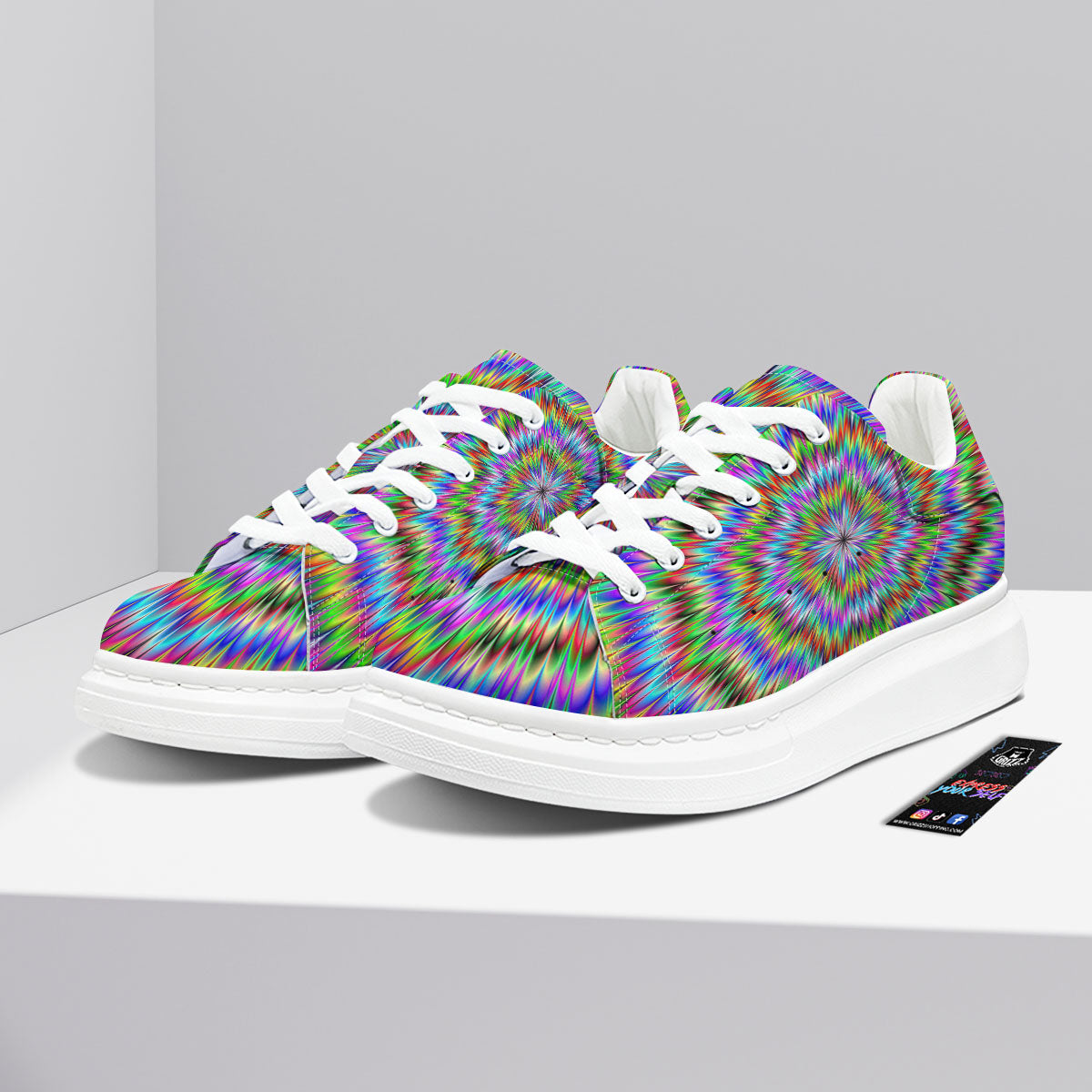 Moving Optical Illusion Abstract Dizzy Platform Shoes-grizzshop