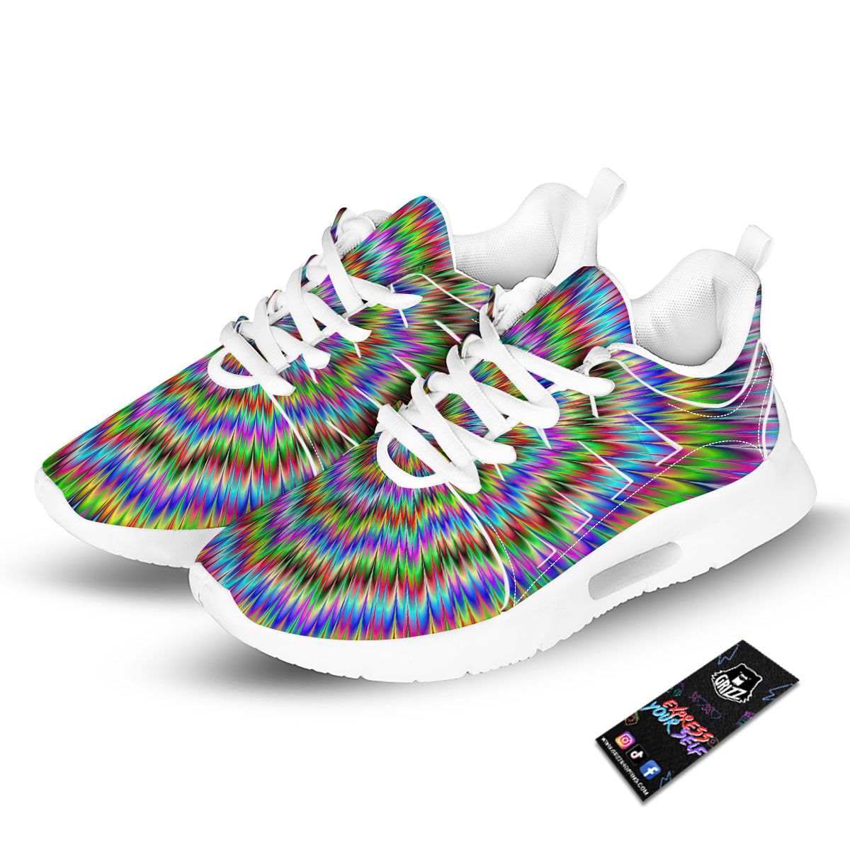 Moving Optical Illusion Abstract Dizzy Tennis Shoes-grizzshop