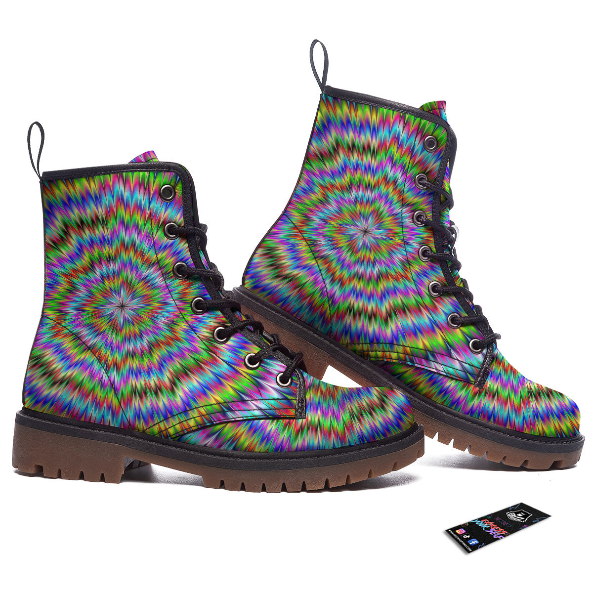 Moving Optical Illusion Abstract Dizzy Work Boots-grizzshop