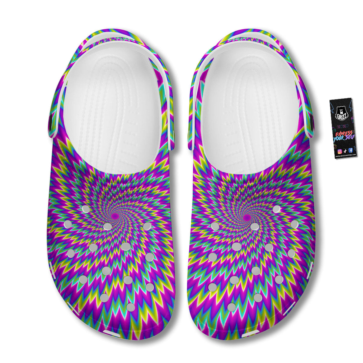 Moving Optical Illusion Abstract Spiral Clog-grizzshop