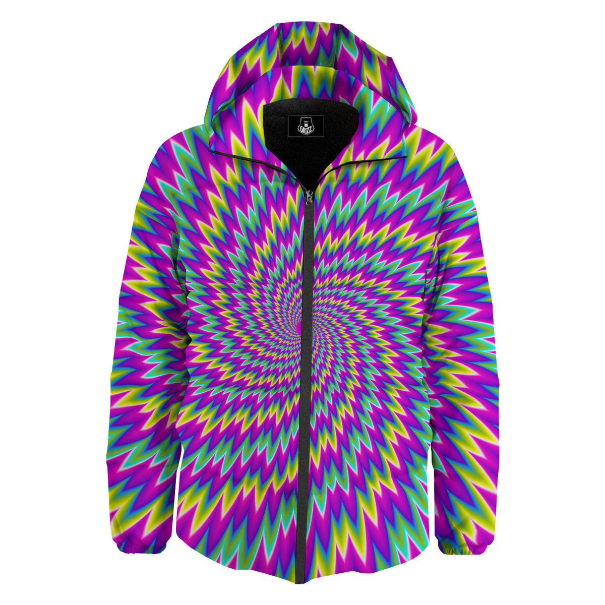 Moving Optical Illusion Abstract Spiral Down Jacket-grizzshop