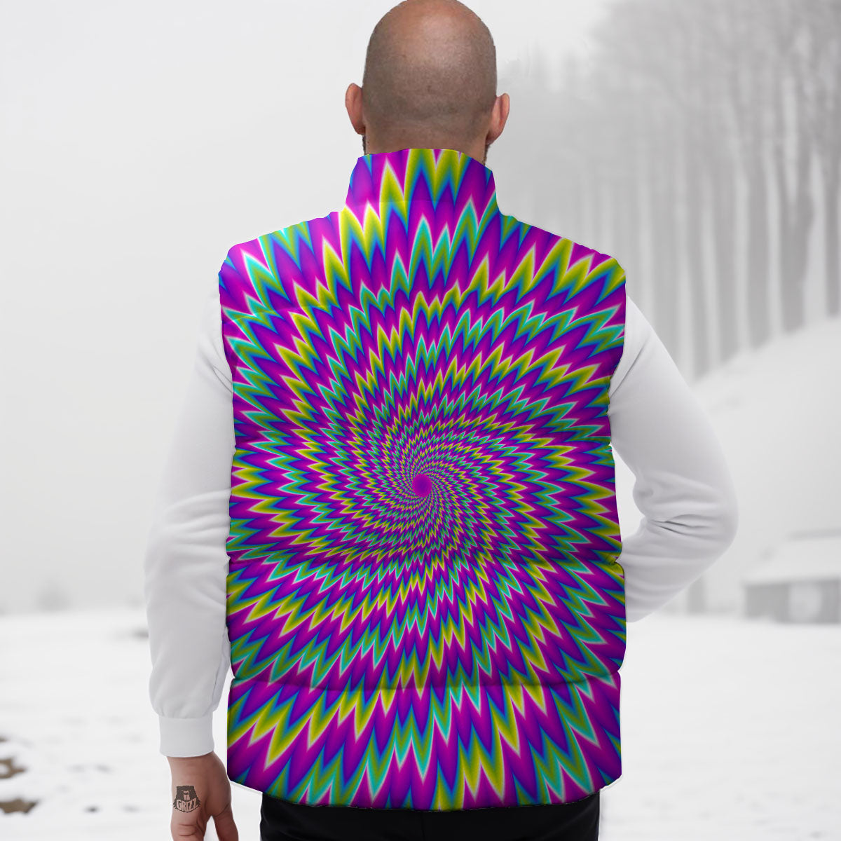 Moving Optical Illusion Abstract Spiral Down Vest