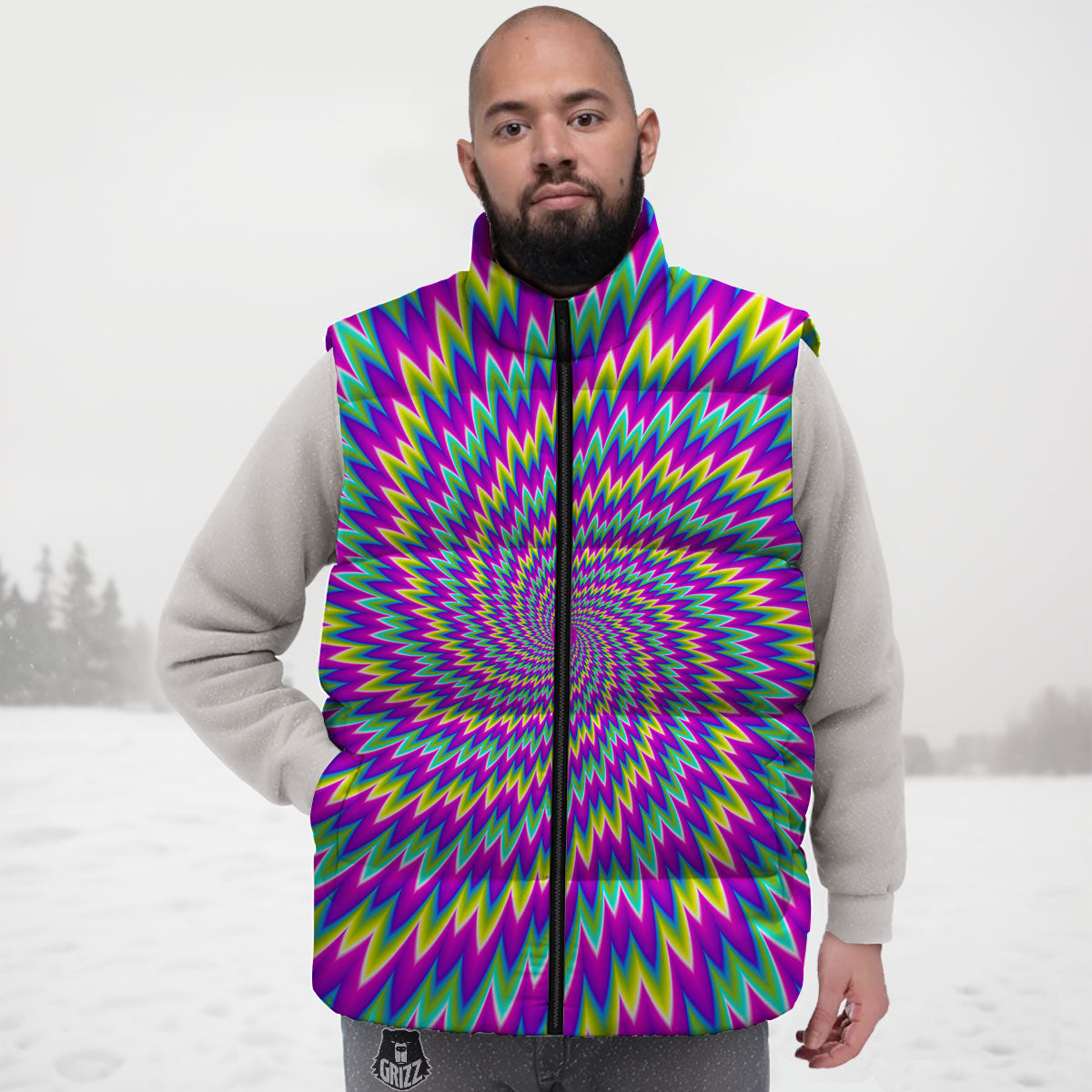 Moving Optical Illusion Abstract Spiral Down Vest