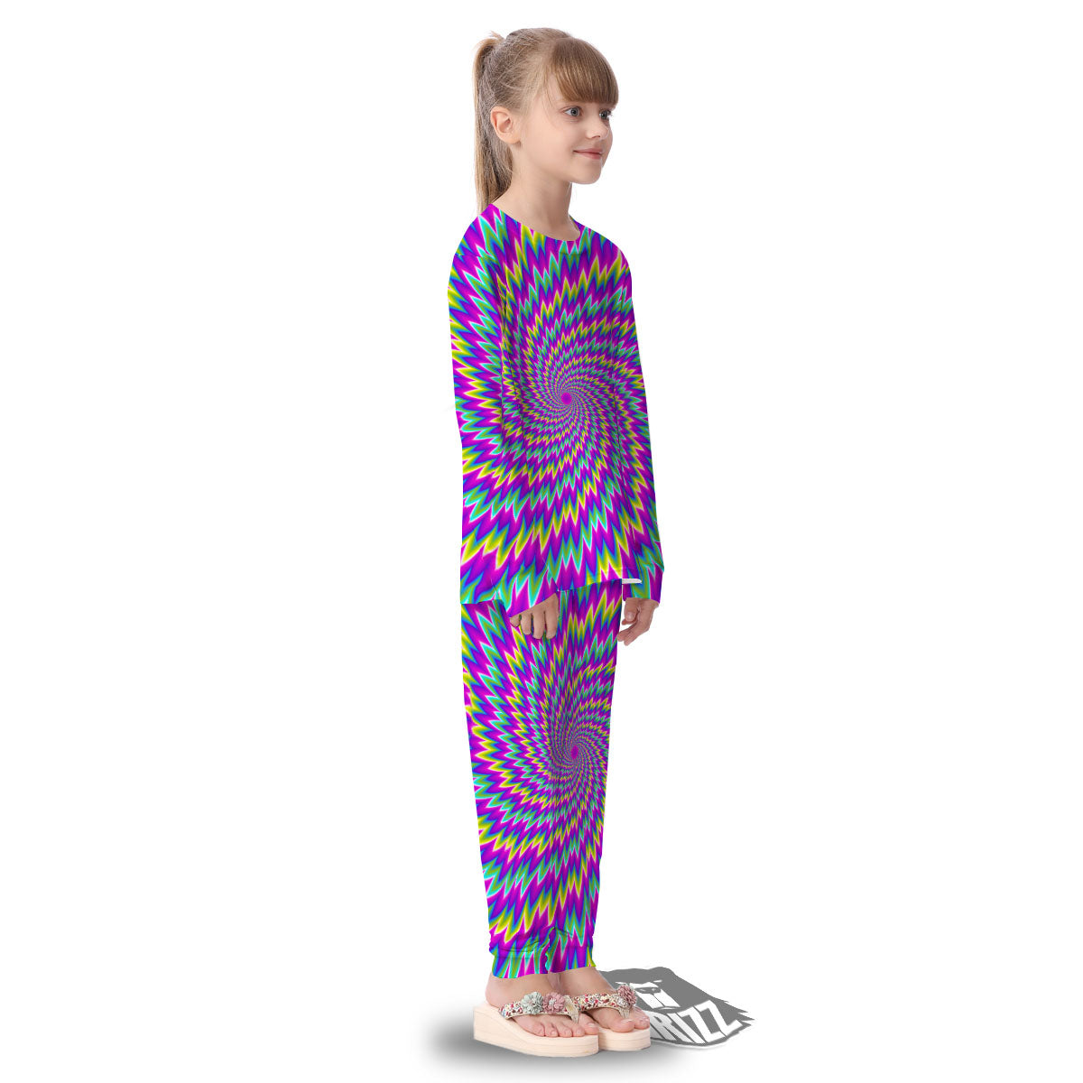 Moving Optical Illusion Abstract Spiral Kid's Pajamas-grizzshop