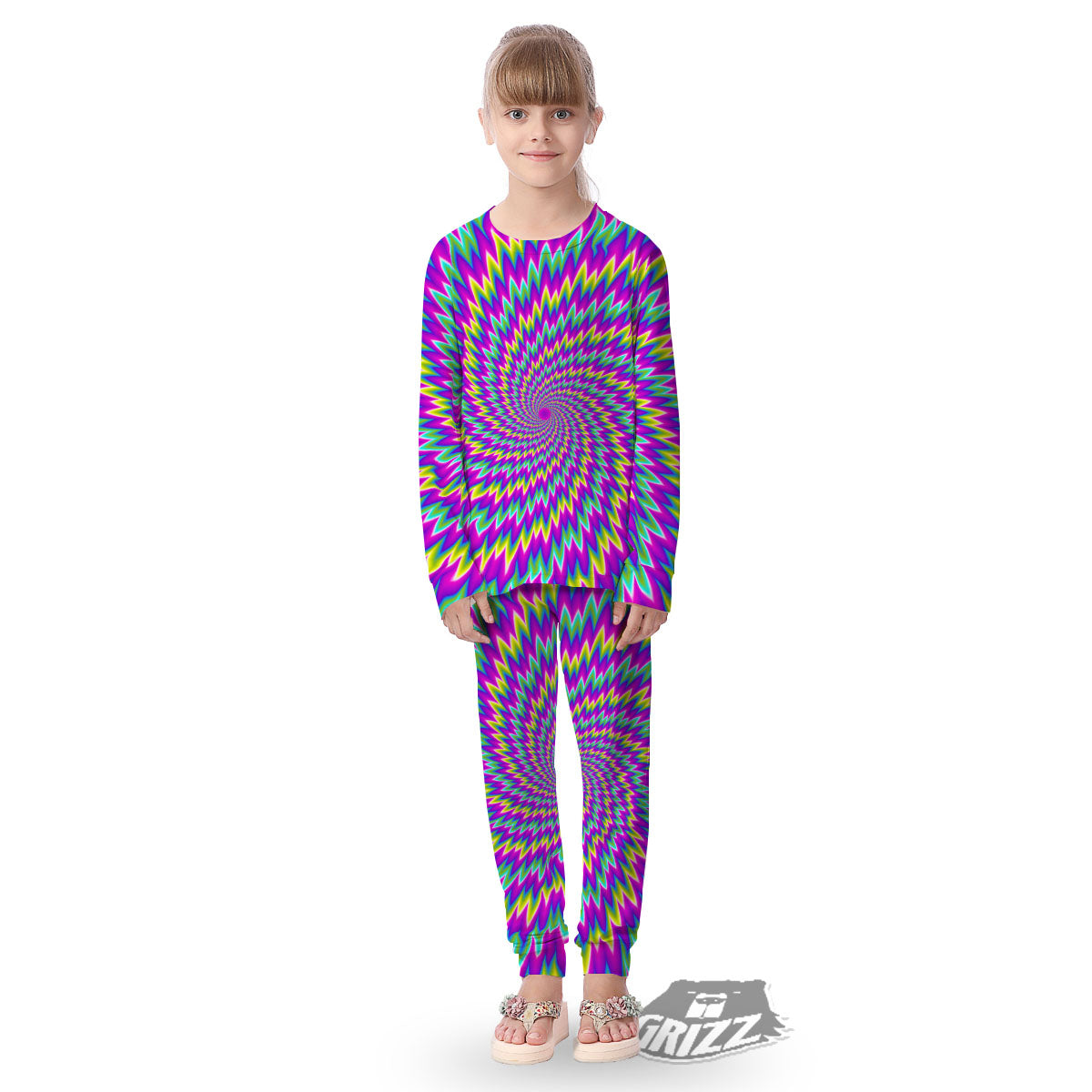 Moving Optical Illusion Abstract Spiral Kid's Pajamas-grizzshop