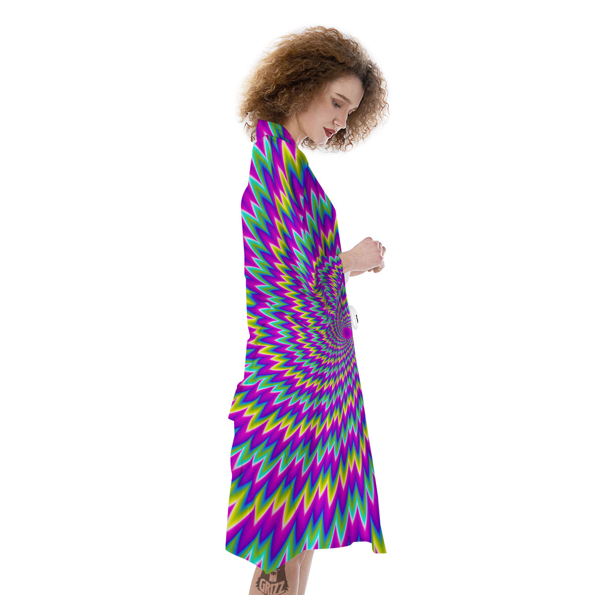 Moving Optical Illusion Abstract Spiral Kimono-grizzshop