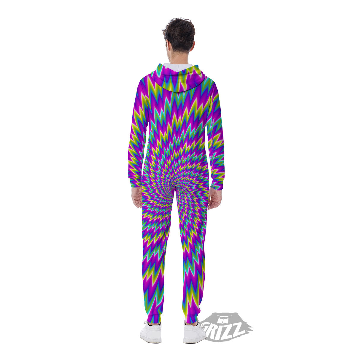 Moving Optical Illusion Abstract Spiral Men's Jumpsuit-grizzshop