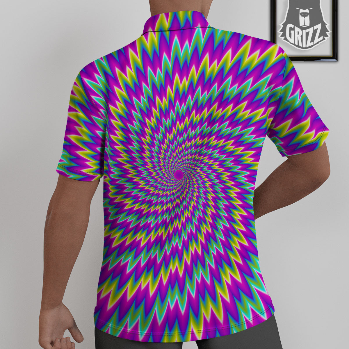 Moving Optical Illusion Abstract Spiral Untucked Shirts-grizzshop