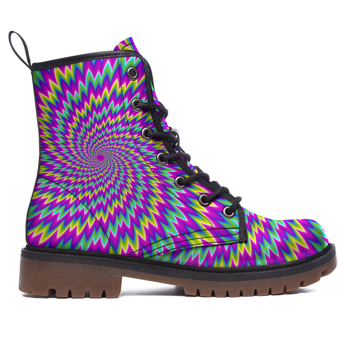 Moving Optical Illusion Abstract Spiral Work Boots-grizzshop