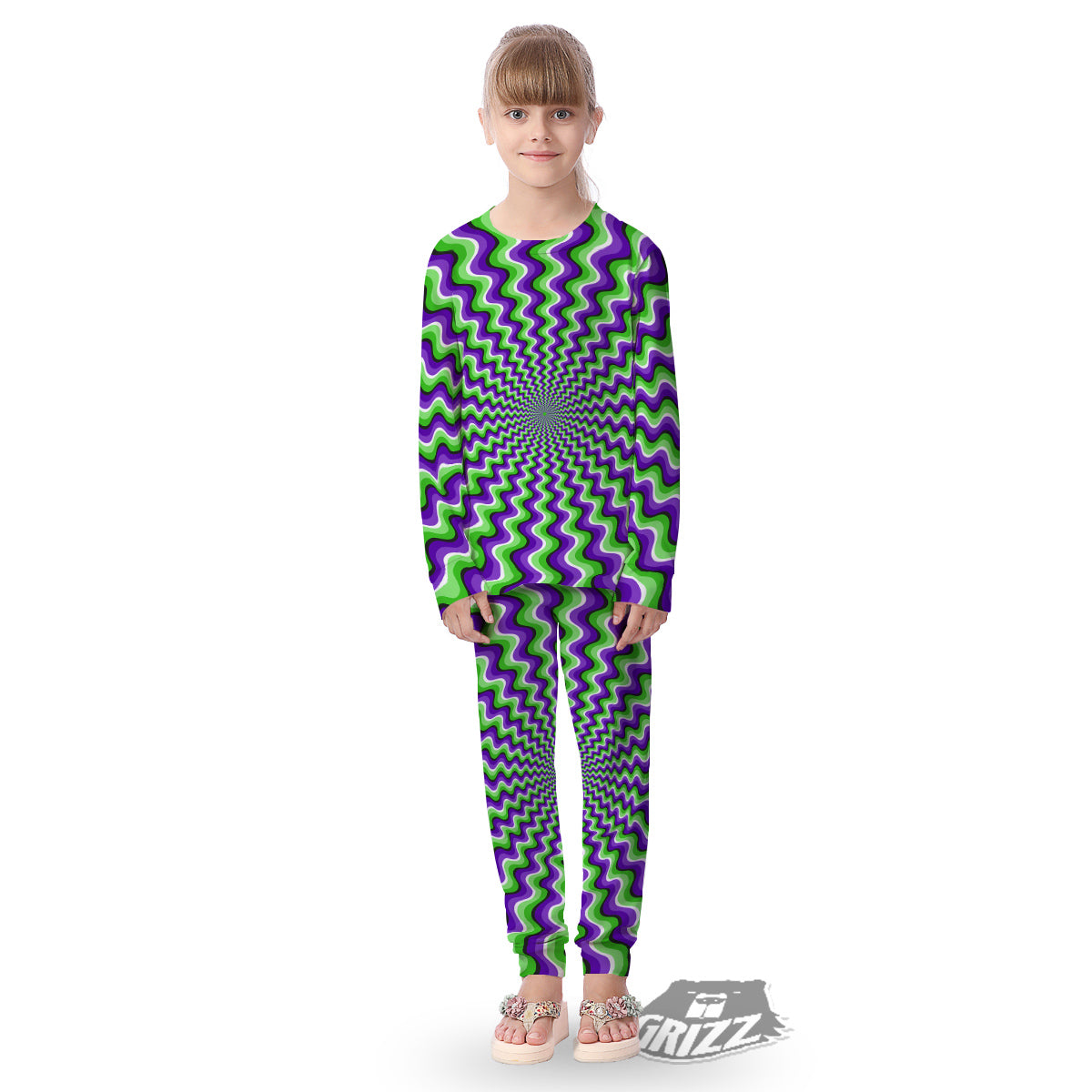 Moving Optical Illusion Colorful Dizzy Kid's Pajamas-grizzshop