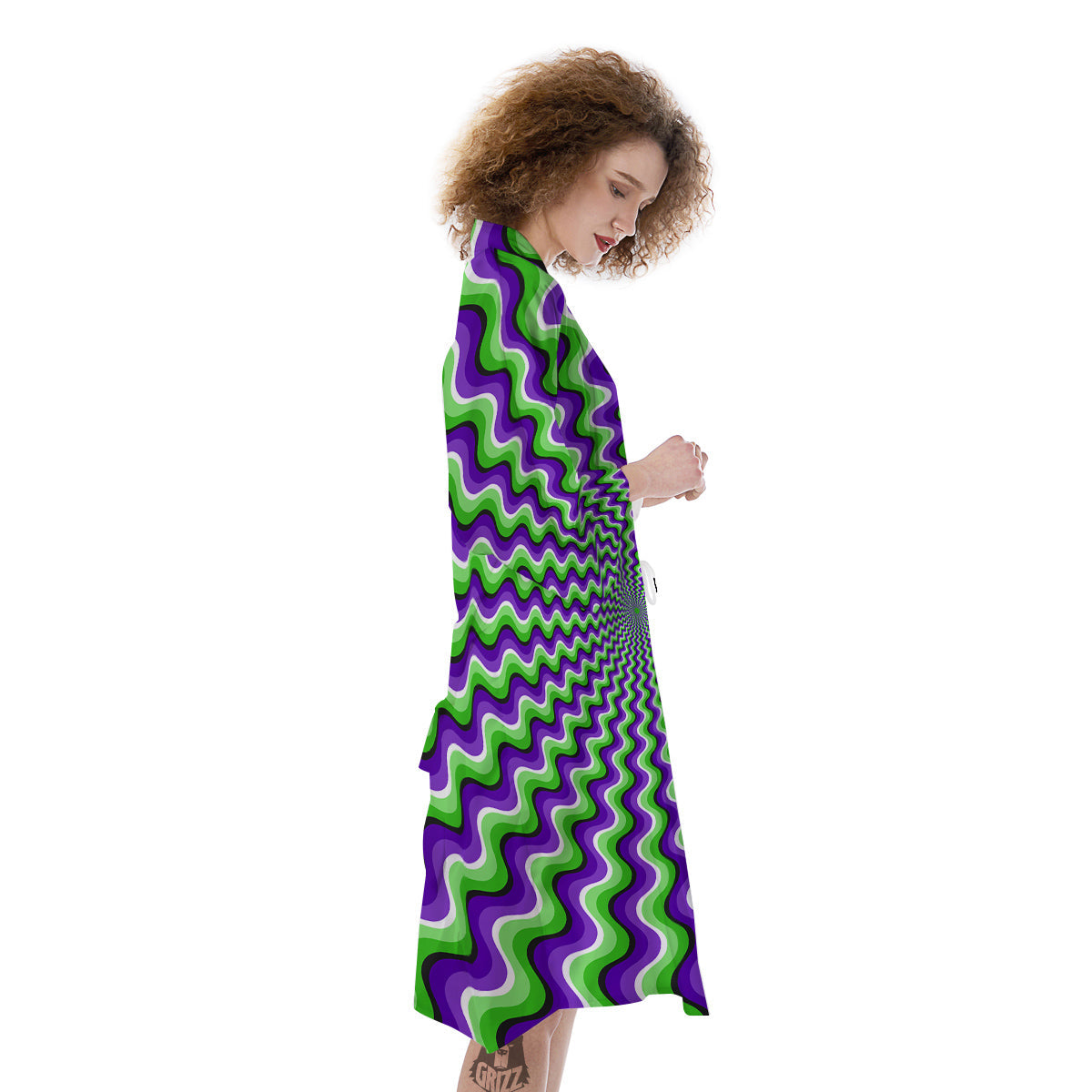 Moving Optical Illusion Colorful Dizzy Kimono-grizzshop