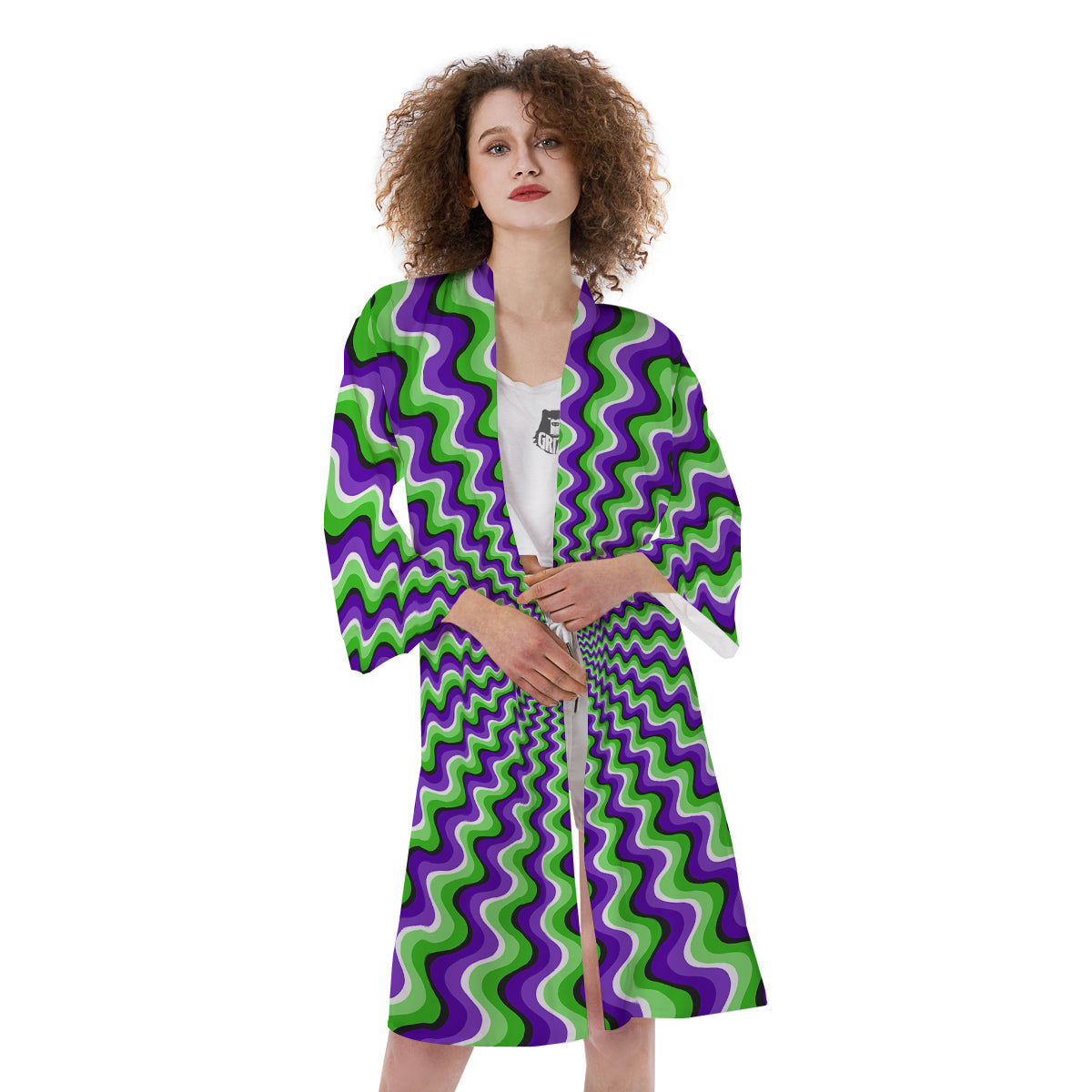 Moving Optical Illusion Colorful Dizzy Kimono-grizzshop