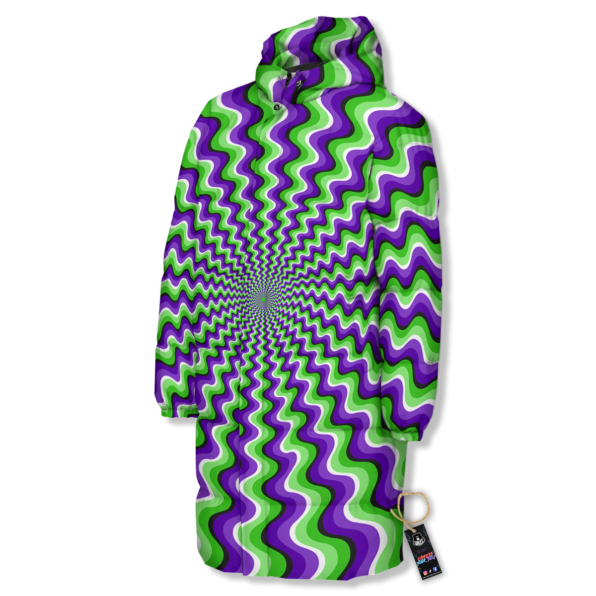 Moving Optical Illusion Colorful Dizzy Long Down Jacket-grizzshop