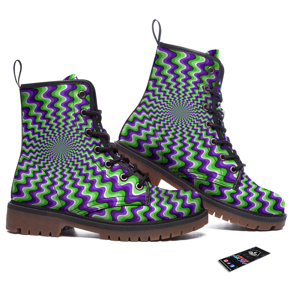 Moving Optical Illusion Colorful Dizzy Work Boots-grizzshop