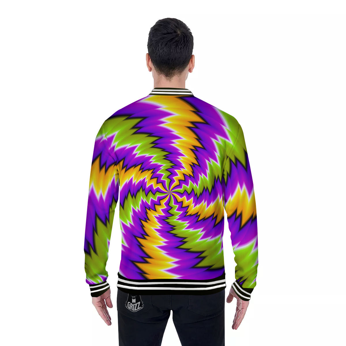 Moving Optical Illusion Dizzy Vortex Baseball Jacket-grizzshop