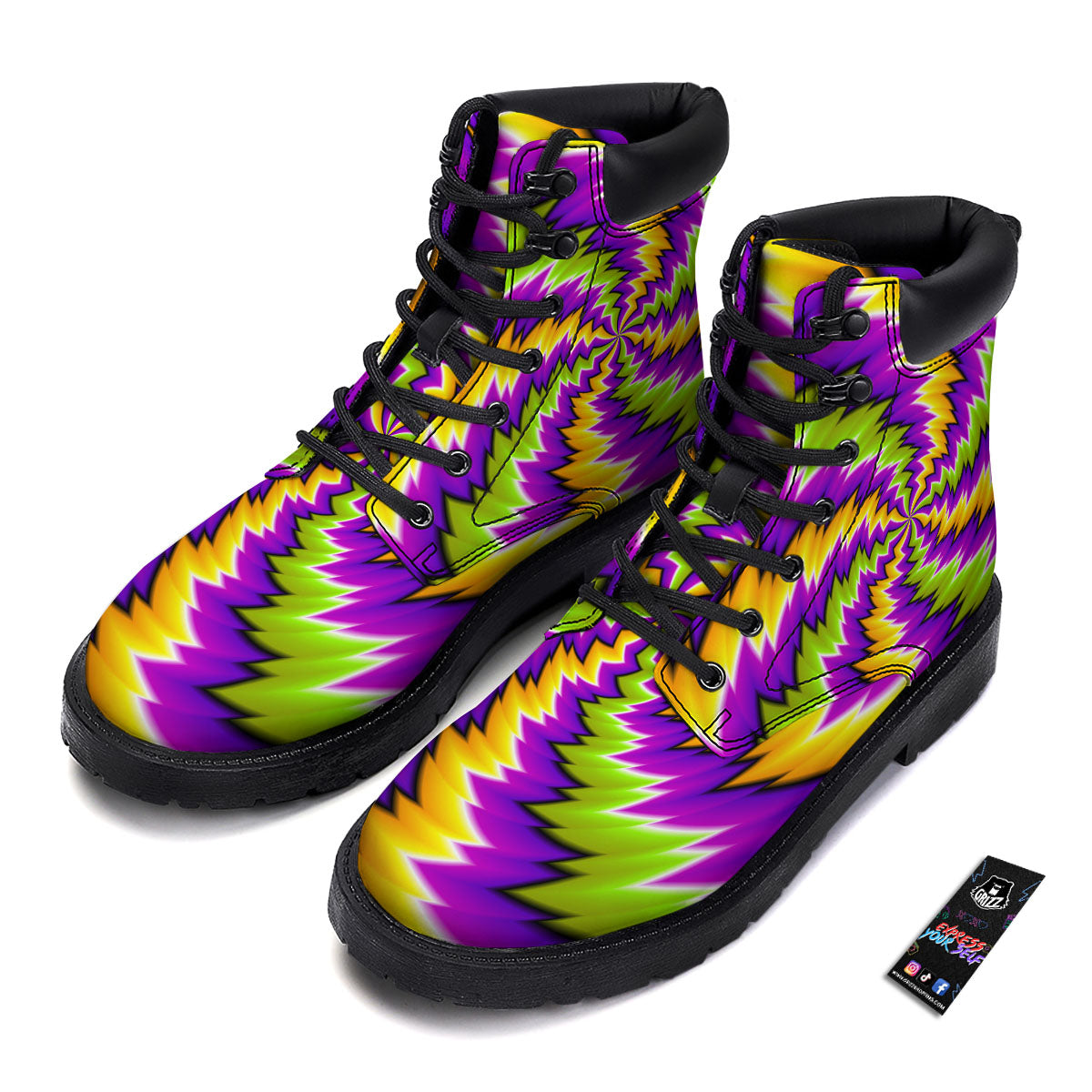 Moving Optical Illusion Dizzy Vortex Boots-grizzshop