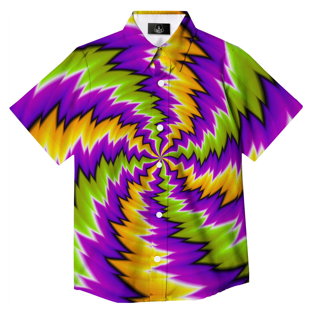 Moving Optical Illusion Dizzy Vortex Button Up Shirt-grizzshop